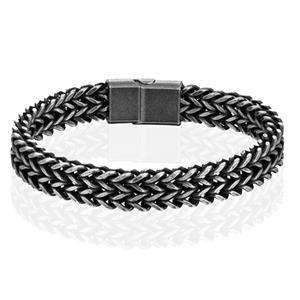 LGT JWLS Heren Armband - Dubbele Curb Chain van Retro Zilver Edelstaal-19cm