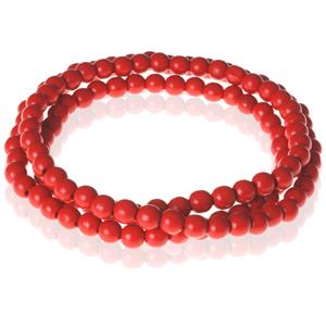 Memphis Rode houten kralen ketting 90cm