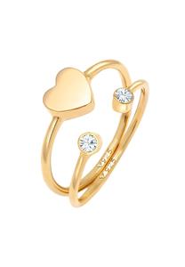 Elli Dameshart kristal stapelring in 925 Sterling Zilver Goud