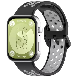 Strap-it Huawei Watch Fit 3 sport bandje (zwart/grijs)