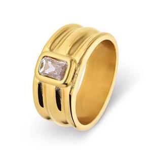 Ring Vintage - Staal - Zirkonia Steentje