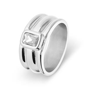 Ring Vintage - Staal - Zirkonia Steentje