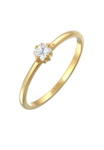 Elli Dames verlovingsring eenzaam klassiek met zirkonia in 925 sterling zilver verguld Goud