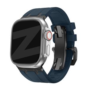 Bandz Apple Watch siliconen band 'Luxe Liquid' (blauw met zwart)