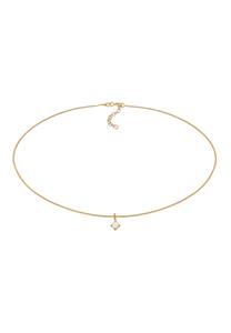 Elli Dames Choker Eenzaam Hanger Plain met Synth. Opaal in 925 Sterling Zilver Verguld Goud