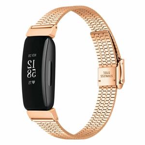 Strap-it Fitbit Inspire 2 roestvrij stalen band (rosé goud)