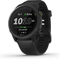 Garmin Forerunner 745 zwart met een zwarte siliconen polsband - refurbished