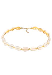 Elli Dames Choker Trend Strand met Kauri schelpen in 925 sterling zilver verguld Wit