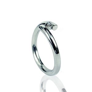 Gedenk Idee Memorialshop Ring met slag in zilver 2.5mm  en gesloten askamer met zirkonia