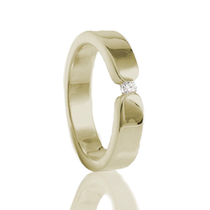 Gedenk Idee Memorialshop Traditionele as ring in geelgoud met gesloten askamer + zirkonia