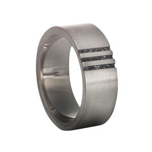 Gedenk Idee Memorialshop Ring in zilver met open askamer en 3 lijnen met crematie-as