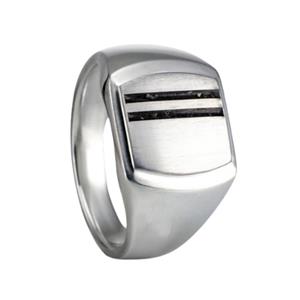 Gedenk Idee Memorialshop Ring in zilver met open askamer en 2 sierlijke lijnen in kader