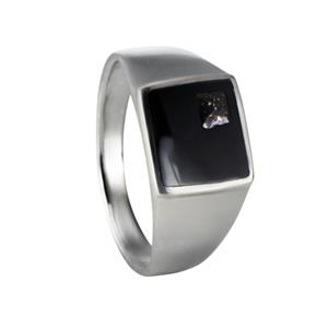 Gedenk Idee Memorialshop Ring in zilver met open askamer in vierkante onyx steen
