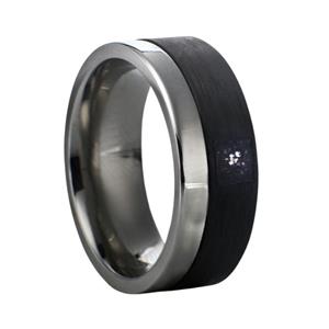 Gedenk Idee Memorialshop Ring in titanium en Carbon met open askamer