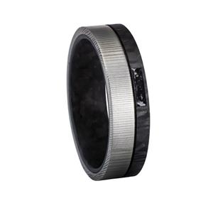 Gedenk Idee Memorialshop Ring in titanium en Carbon met open askamer