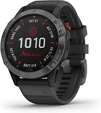 Garmin Fenix 6 47 mm grijs met een zwarte siliconen polsband [Pro Solar Edition] - refurbished