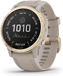 Garmin Fenix 6S 42 mm beige met een beige siliconen polsband [Pro Solar Edition] - refurbished