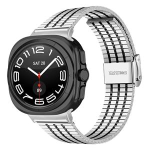 Strap-it Samsung Galaxy Watch Ultra roestvrij stalen band (zilver/zwart)