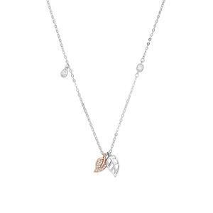 Amor Ketting met hanger voor dames, sterling zilver 925, zirkonia (synth.) blad