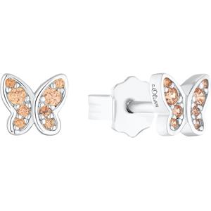 S.Oliver Oorbellen voor meisjes, 925 Sterling zilver, zirkonia synth. | vlinder