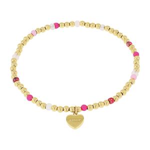 Amor Armband voor dames, roestvrij staal, glas, edelsteen synth. | hart