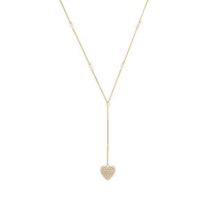 Amor Ketting met hanger voor dames, 925 sterling zilver, glaskraal | hartje