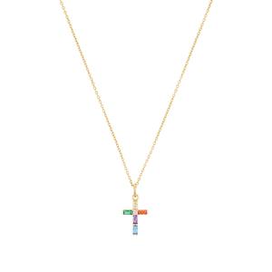S.Oliver Ketting met hanger voor dames, 925 Sterling zilver, zirkonia synth. | kruis