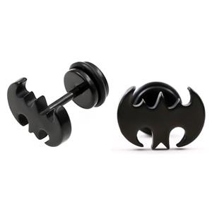 Stud oorbellen Edelstaal Bat Zwart