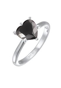 Elli Dames Hart Eenzaam Verloving Liefde met Zirkonia Kristal in 925 Sterling Zilver Zwart