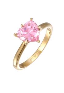 Elli Dames Hart Eenzaam Verloving Liefde met Zirkonia Kristal in 925 Sterling Zilver Roze