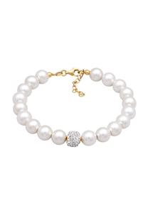 Elli Dames Elegant met Synthetische Parels en Kristallen in 925 Sterling Zilver Goud