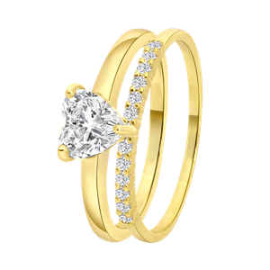 Lucardi Ring Zilver - goudkleurig
