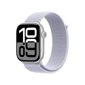 Apple Watch Series 10 GPS 42mm Aluminium Case met Blue Cloud Sport Loop Smartwatch Zilver