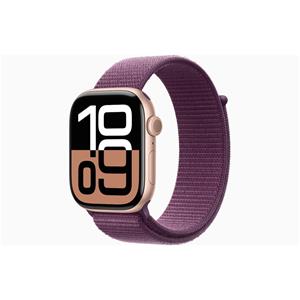 Apple Watch Series 10 GPS 46mm Aluminium Case met Plum Sport Loop Smartwatch Roze