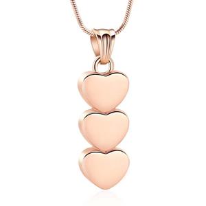 Urnwebshop RVS Ashanger Hartjes Rozegoud, met Slangencollier