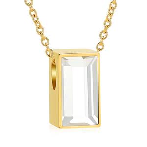 Urnwebshop RVS Ashanger Glasblokje Goudkleur, met Slangencollier