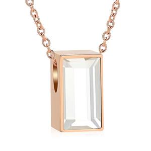 Urnwebshop RVS Ashanger Glasblokje Rozegoud, met Slangencollier