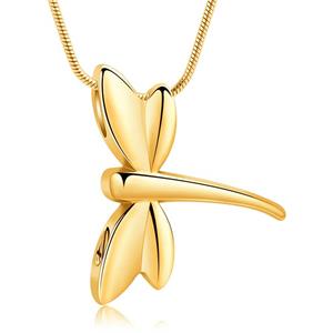 Urnwebshop RVS Ashanger Libelle Goudkleur, met Slangencollier