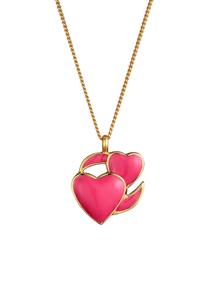 Elli Ketting Dames Hart Hanger Fijne schakelketting Emaille 925 Sterling Zilver Festival 45 cm