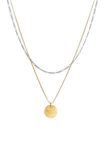 Elli Ketting Laag Dames Platelet Hanger 925 Sterling Zilver Verguld Goud 40 cm Tweekleurig
