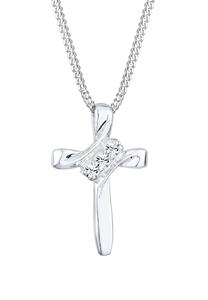 Elli Dames Kruis Religie met Kristallen in 925 Sterling Zilver Zilver