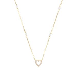 Amor Ketting met hanger voor dames, 925 sterling zilver, synt. nano, schelpparel | hartje