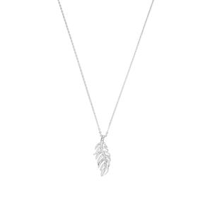 Amor Ketting met hanger voor dames, 925 Sterling zilver, zirkonia synth. | Blad