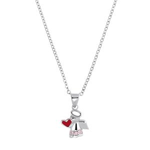 Amor Ketting met hanger voor meisjes, 925 Sterling zilver, zirkonia synth. | Engel/hart