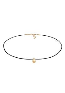 Elli Choker Vrouwen Druppel Hanger Nylon ketting Zwart 925 Sterling Zilver Feest / Oud & Nieuw 36 cm