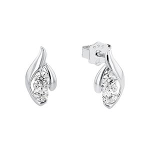 Amor Oorbellen voor dames, 925 Sterling zilver, zirkonia synth.