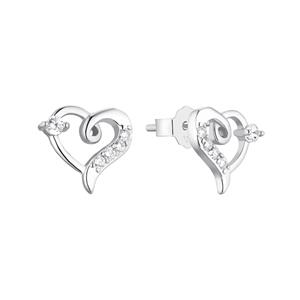 Amor Oorbellen voor dames, 925 Sterling zilver, zirkonia synth. | Hart
