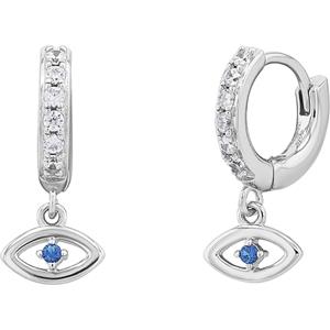 NOELANI hoepel oorbellen voor dames, 925 Sterling zilver, zirkonia synth, spinel synth | oog