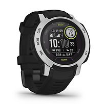 Garmin Instinct 2 Solar Surf editie Bells Beach 45 mm zilver met een zwart siliconen polsband - refurbished