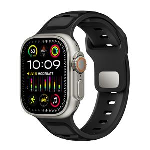 Strap-it Apple Watch premium outdoor siliconen bandje (zwart/zwart)